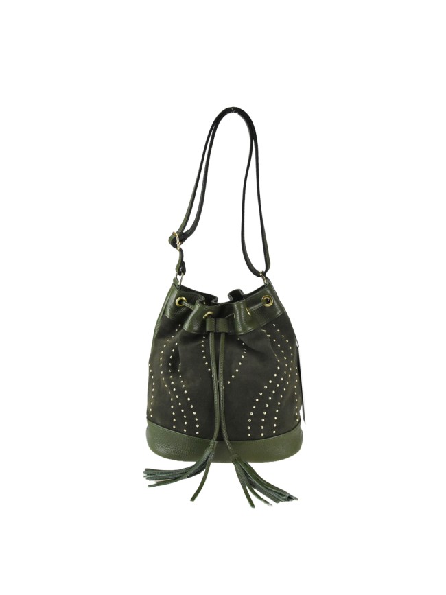Woman suede leather bucket shoulder...