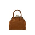 Suede leather hand bag with shoulder strap - MR29832