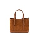 Suede leather hand bag with shoulder strap - FU37841