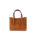 Suede leather hand bag with shoulder strap - FU37841
