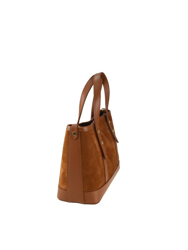 Suede leather hand bag with shoulder...
