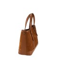 Suede leather hand bag with shoulder strap - FU37841