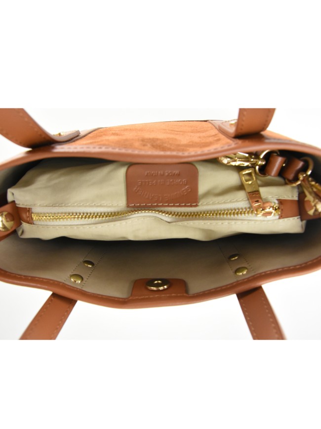 Suede leather hand bag with shoulder...