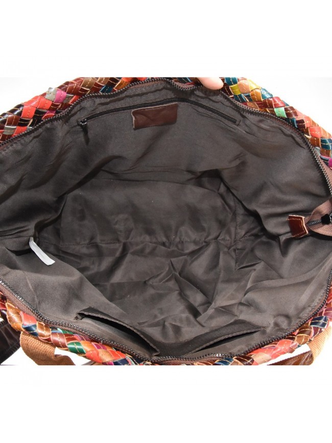 Borsa in pelle patchwork intrecciato...