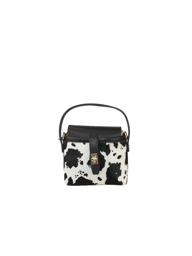 Hand fur leather bag with shoulder...