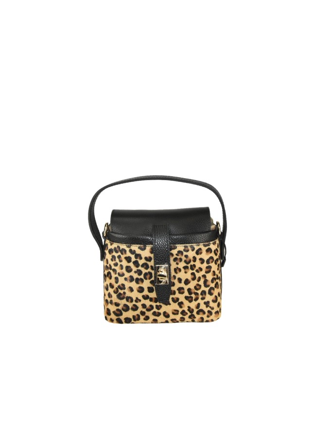 Hand fur leather bag with shoulder...