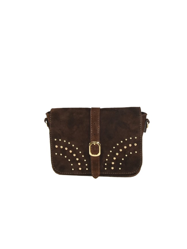 Suede leather shoulder bag with...