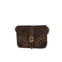 Suede leather shoulder bag with shoulder strap - AO29832