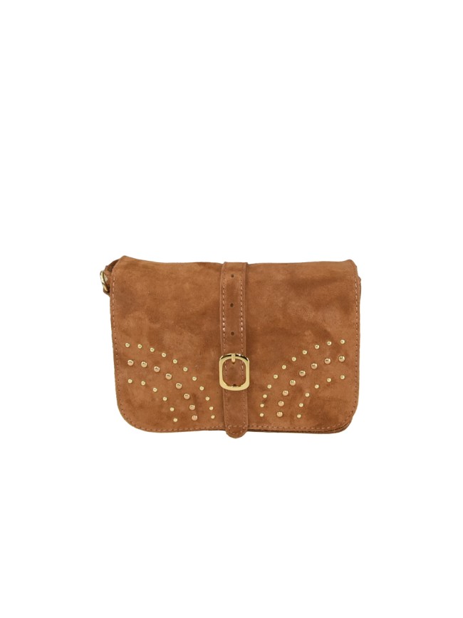 Suede leather shoulder bag with...