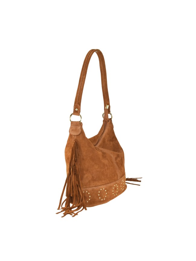 Borsa a spalla in pelle camoscio con... Borsa a spalla in pelle camoscio con...