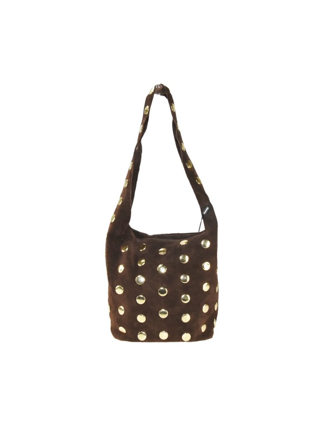 Suede shoulder bag with studs - CB27829