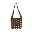 Suede shoulder bag with studs - CB27829