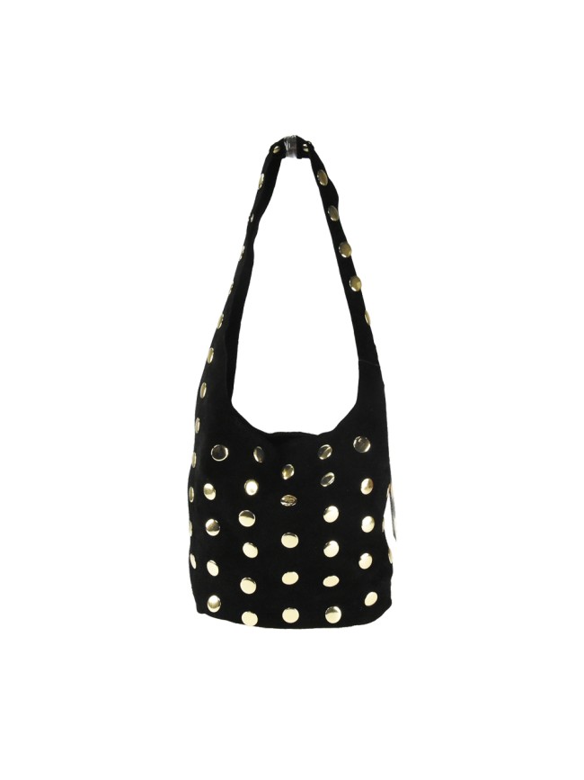 Suede shoulder bag with studs - CB27829