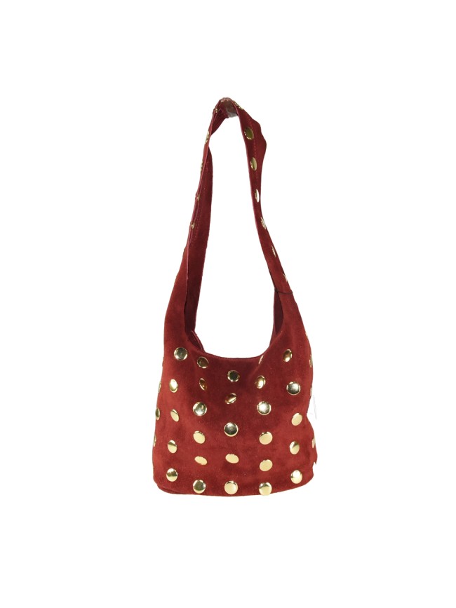 Suede shoulder bag with studs - CB27829