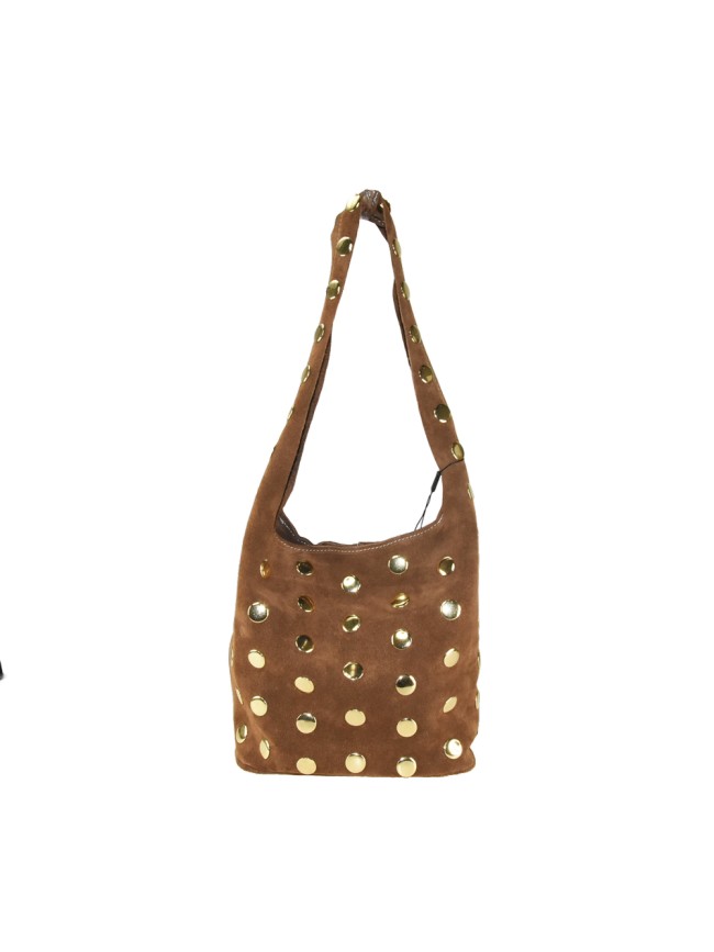 Suede shoulder bag with studs - CB27829