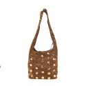 Suede shoulder bag with studs - CB27829