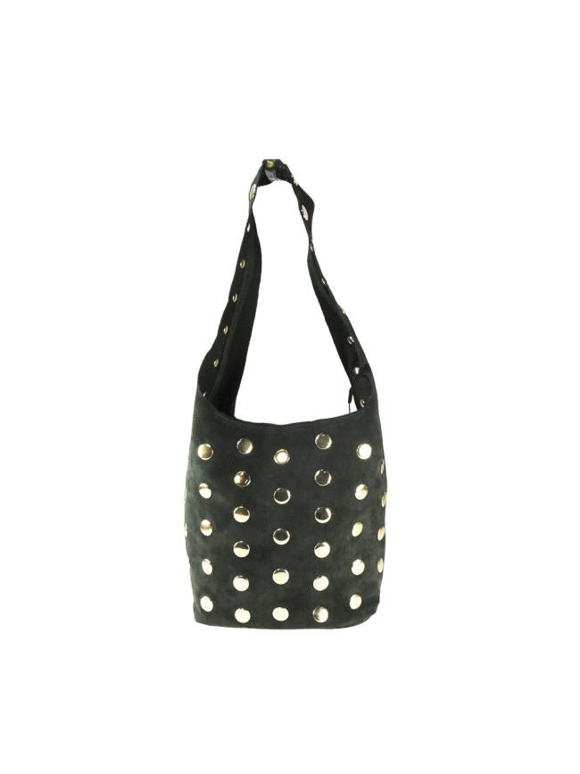 Suede shoulder bag with studs - CB27829