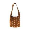 Borsa a spalla in pelle camoscio con borchie - CB27829