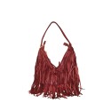 Woman vintage leather with fringes shoulder bag - XZ42846