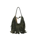 Woman vintage leather with fringes shoulder bag - XZ42846