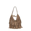 Borsa donna a spalla in vera pelle vintage con frange - XZ42846