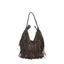 Woman vintage leather with fringes shoulder bag - XZ42846