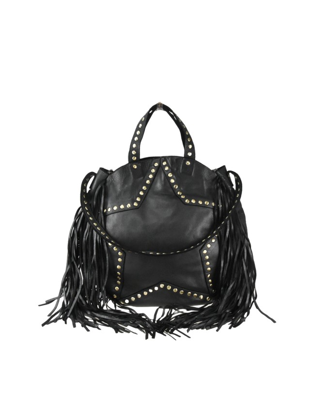 Woman vintage leather with fringes...