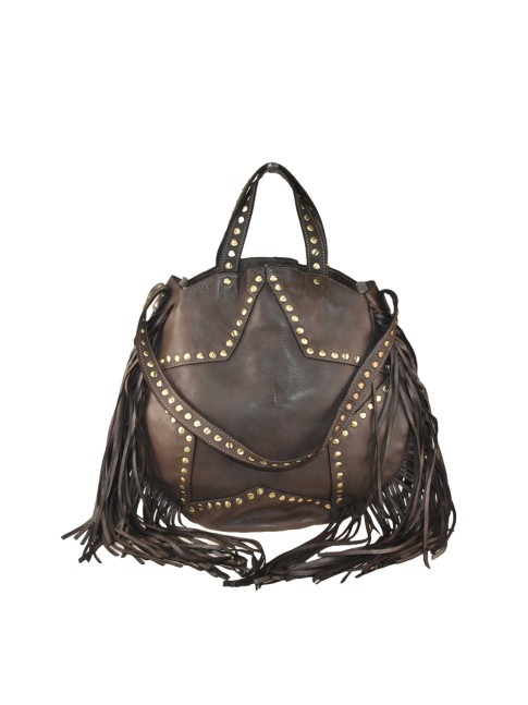 Woman vintage leather with...