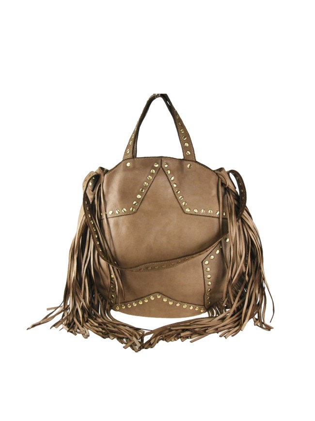 Woman vintage leather with fringes...