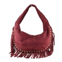 Woman leather shoulder bag with fringes - TS36839