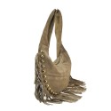 Woman leather shoulder bag with fringes - TS36839