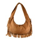 Borsa a spalla e tracolla donna in pelle con frange - TS36839