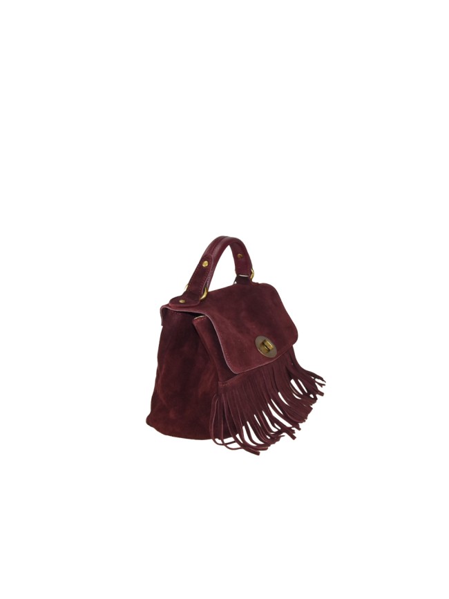 Borsa a mano in pelle camoscio frange...