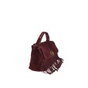 Borsa a mano in pelle camoscio frange con tracolla - PF32835