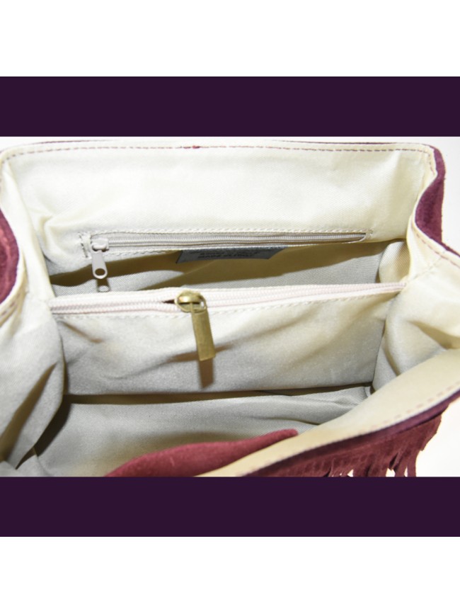 Suede leather hand bag with shoulder...