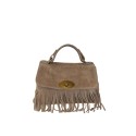 Suede leather hand bag with shoulder strap - PF32835