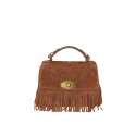 Suede leather hand bag with shoulder strap - PF32835