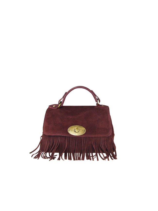 Suede leather hand bag with shoulder...