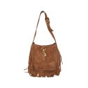 Woman leather shoulder bag with fringes - FY29832