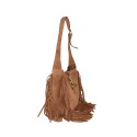 Woman leather shoulder bag with fringes - FY29832