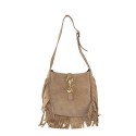 Woman leather shoulder bag with fringes - FY29832