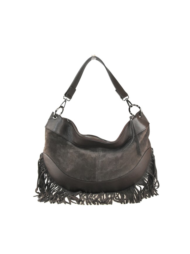 Woman leather shoulder bag with fringes - RH39843