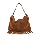Woman leather shoulder bag with fringes - RH39843