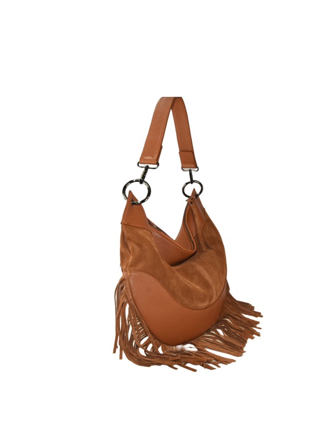 Woman leather shoulder bag with...