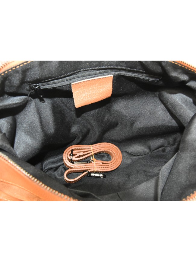 Woman leather shoulder bag with...