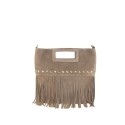 Suede leather hand bag with shoulder strap - TD29832