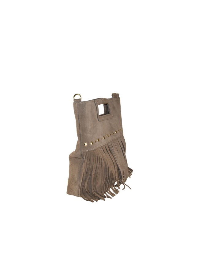 Suede leather hand bag with shoulder...