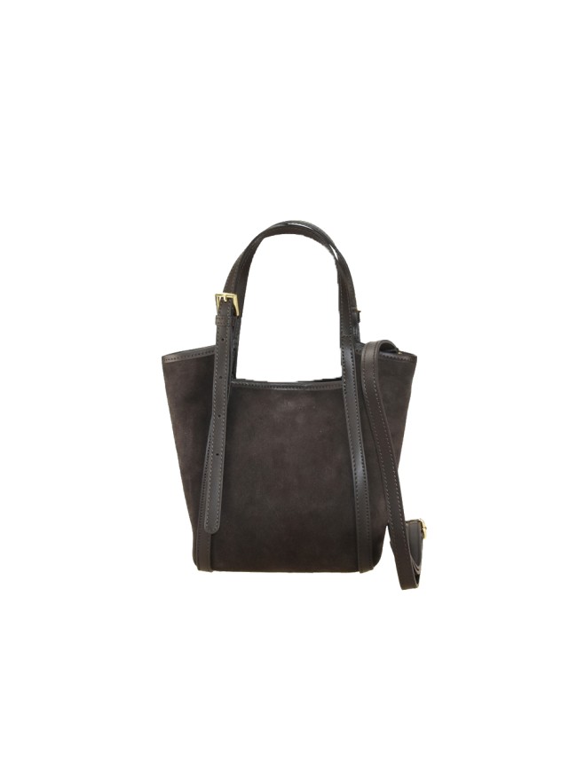 Suede leather hand bag with shoulder strap - JF32835