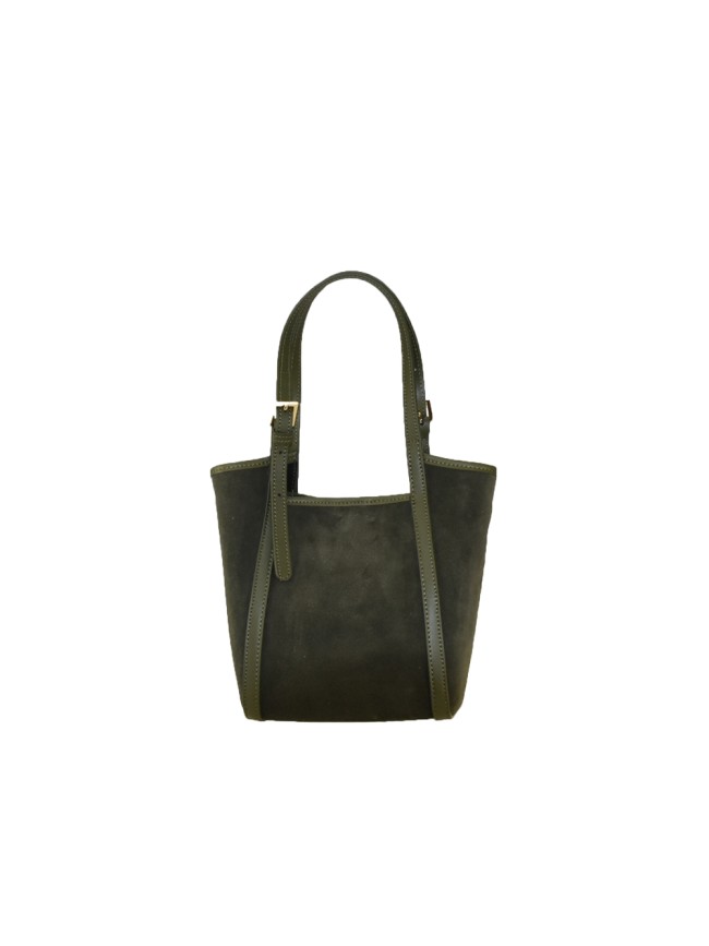 Suede leather hand bag with shoulder strap - JF32835