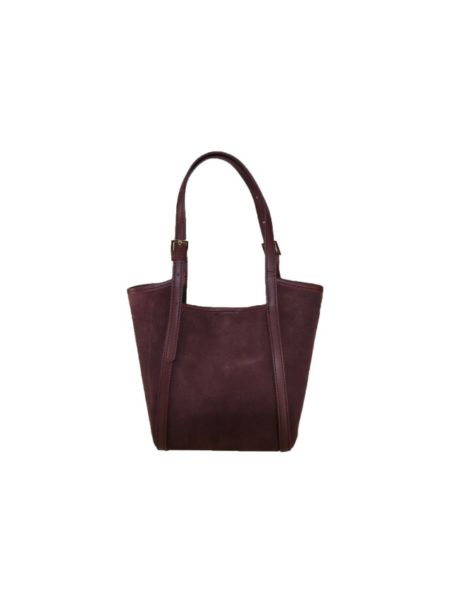 Suede leather hand bag with shoulder strap - JF32835